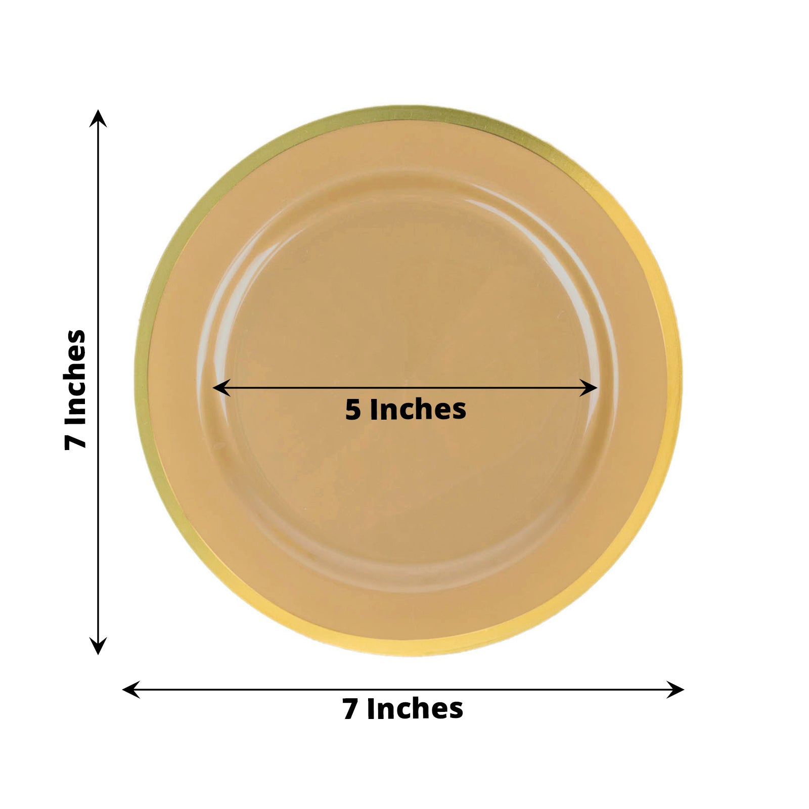 10 Round 7" Plastic Dinner Plates Gold Rim Party Events Wedding Tableware