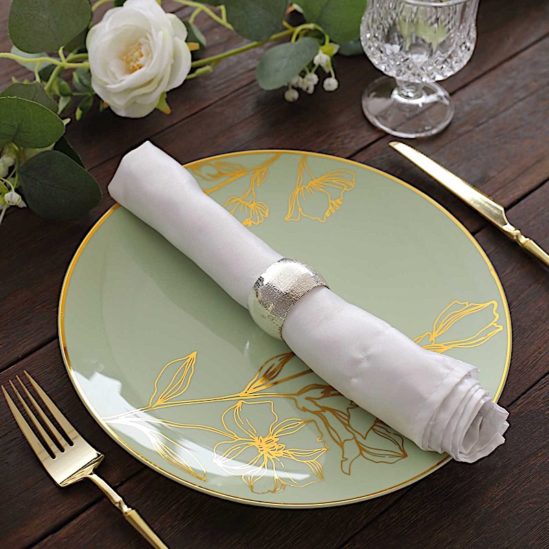 20 Platos Redondos de Ensalada de Plástico VERDE SALVIA Oro Diseño Floral Fiesta - Imagen 7 de 8