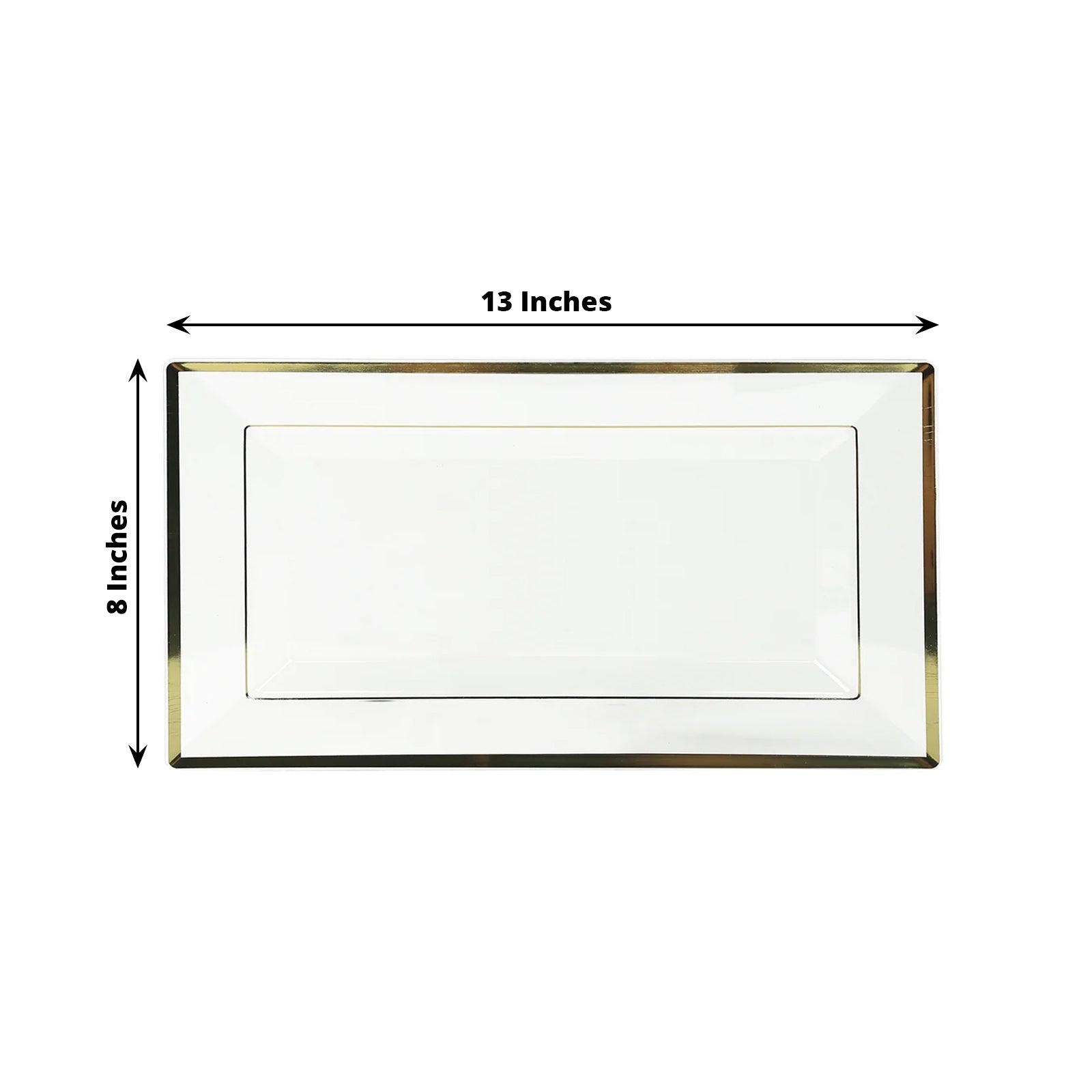 10 klare rechteckige Kunststoff Serviertabletts mit Goldrand Party Deko - Bild 4 von 9