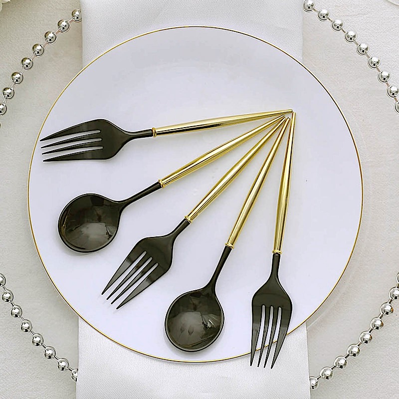 24 Disposable 6 in Premium Plastic CUTLERY Spoons Forks Set Party Home Tableware - Picture 15 of 58