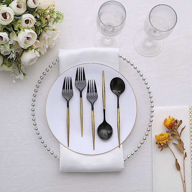 24 Disposable 6 in Premium Plastic CUTLERY Spoons Forks Set Party Home Tableware - Picture 17 of 58