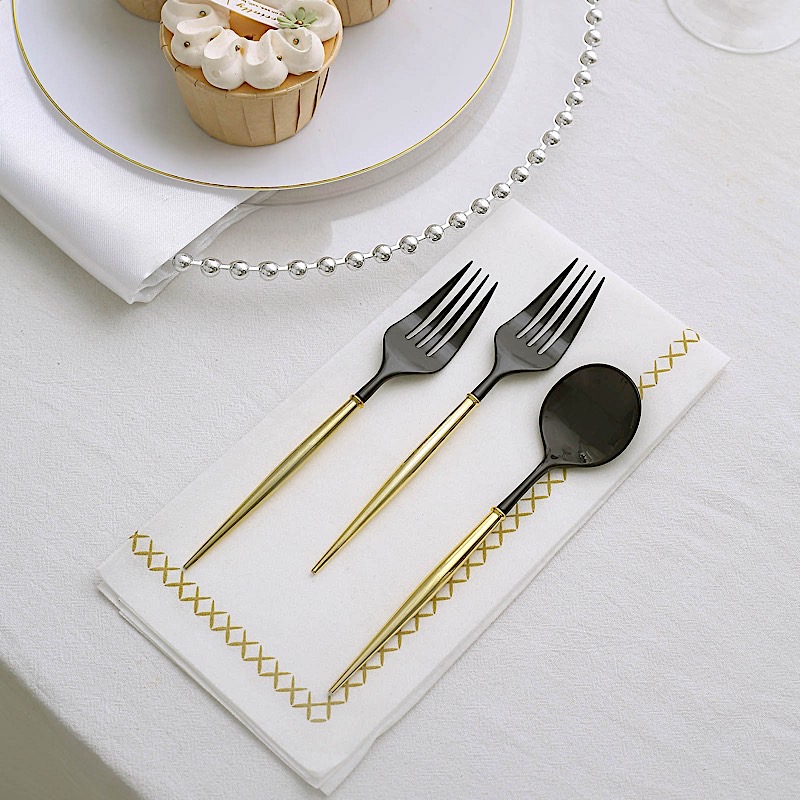 24 Disposable 6 in Premium Plastic CUTLERY Spoons Forks Set Party Home Tableware - Picture 13 of 58