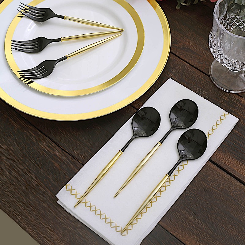 24 Disposable 6 in Premium Plastic CUTLERY Spoons Forks Set Party Home Tableware - Picture 18 of 58