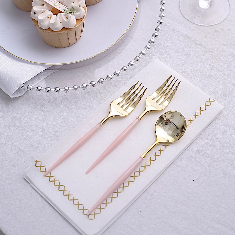 24 Disposable 6 in Premium Plastic CUTLERY Spoons Forks Set Party Home Tableware - Picture 39 of 58