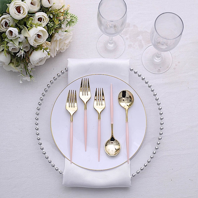24 Disposable 6 in Premium Plastic CUTLERY Spoons Forks Set Party Home Tableware - Picture 40 of 58