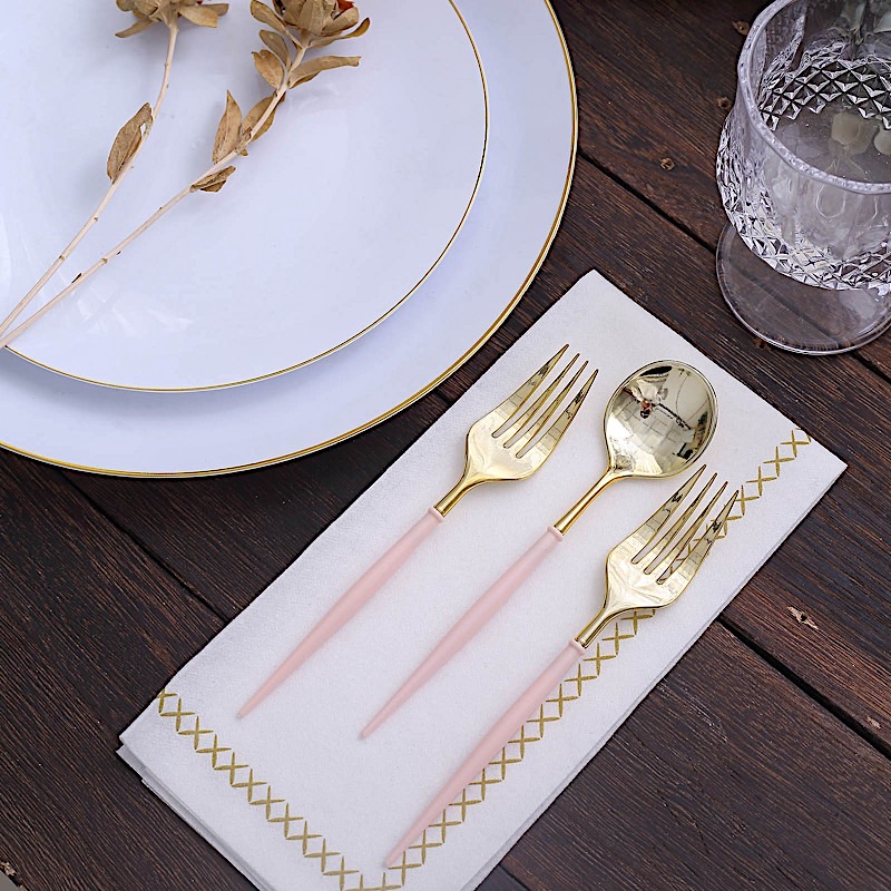 24 Disposable 6 in Premium Plastic CUTLERY Spoons Forks Set Party Home Tableware - Picture 42 of 58