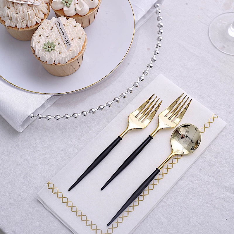 24 Disposable 6 in Premium Plastic CUTLERY Spoons Forks Set Party Home Tableware - Picture 8 of 58