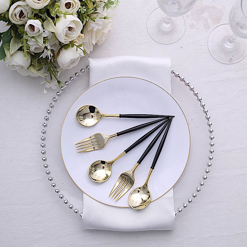 24 Disposable 6 in Premium Plastic CUTLERY Spoons Forks Set Party Home Tableware - Picture 9 of 58