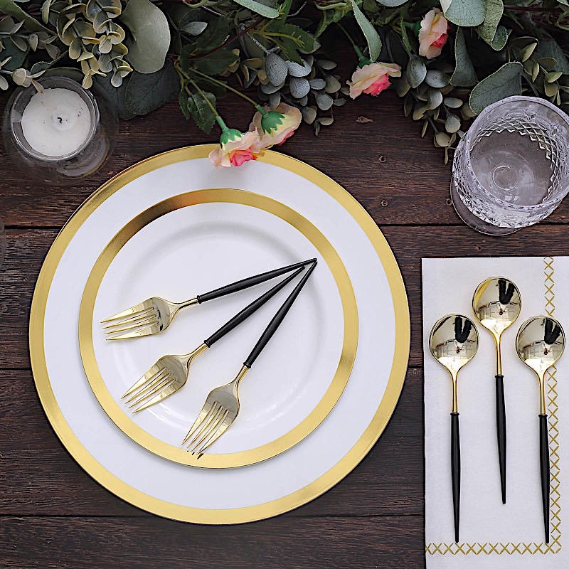 24 Disposable 6 in Premium Plastic CUTLERY Spoons Forks Set Party Home Tableware - Picture 10 of 58