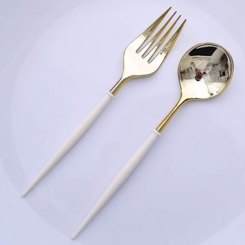 24 Disposable 6 in Premium Plastic CUTLERY Spoons Forks Set Party Home Tableware - Picture 28 of 58