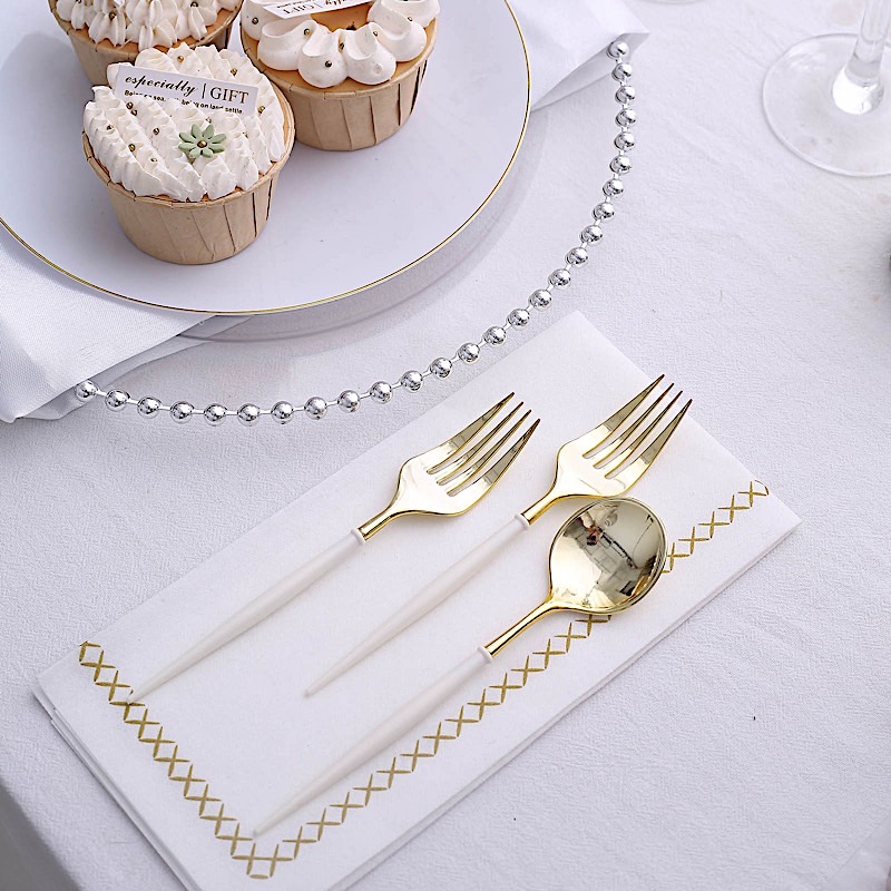 24 Disposable 6 in Premium Plastic CUTLERY Spoons Forks Set Party Home Tableware - Picture 33 of 58