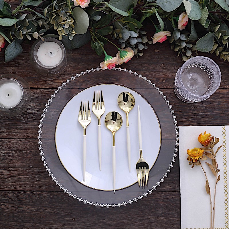 24 Disposable 6 in Premium Plastic CUTLERY Spoons Forks Set Party Home Tableware - Picture 27 of 58