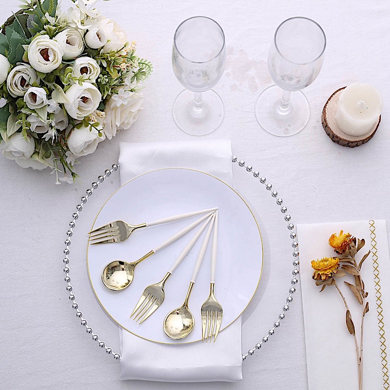 24 Disposable 6 in Premium Plastic CUTLERY Spoons Forks Set Party Home Tableware - Picture 31 of 58