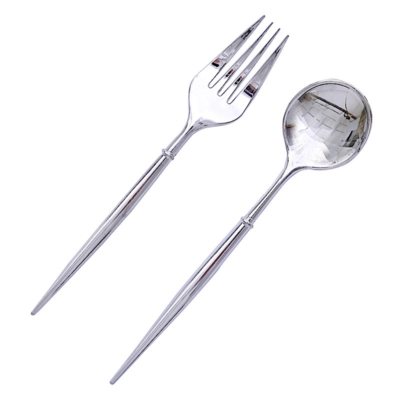 24 Disposable 6 in Premium Plastic CUTLERY Spoons Forks Set Party Home Tableware - Picture 52 of 58