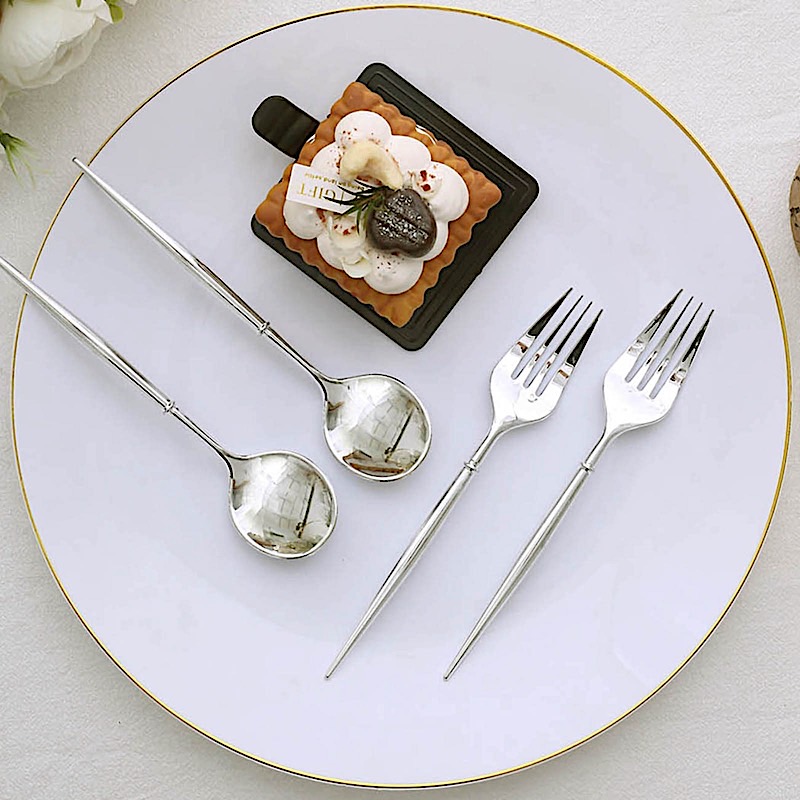 24 Disposable 6 in Premium Plastic CUTLERY Spoons Forks Set Party Home Tableware - Picture 53 of 58