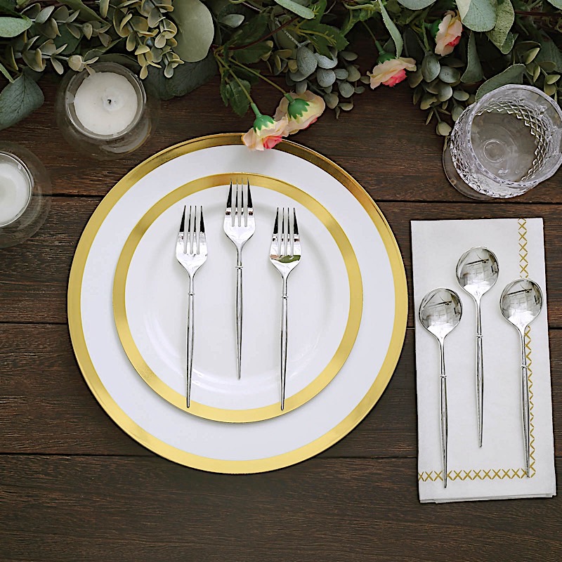 24 Disposable 6 in Premium Plastic CUTLERY Spoons Forks Set Party Home Tableware - Picture 57 of 58