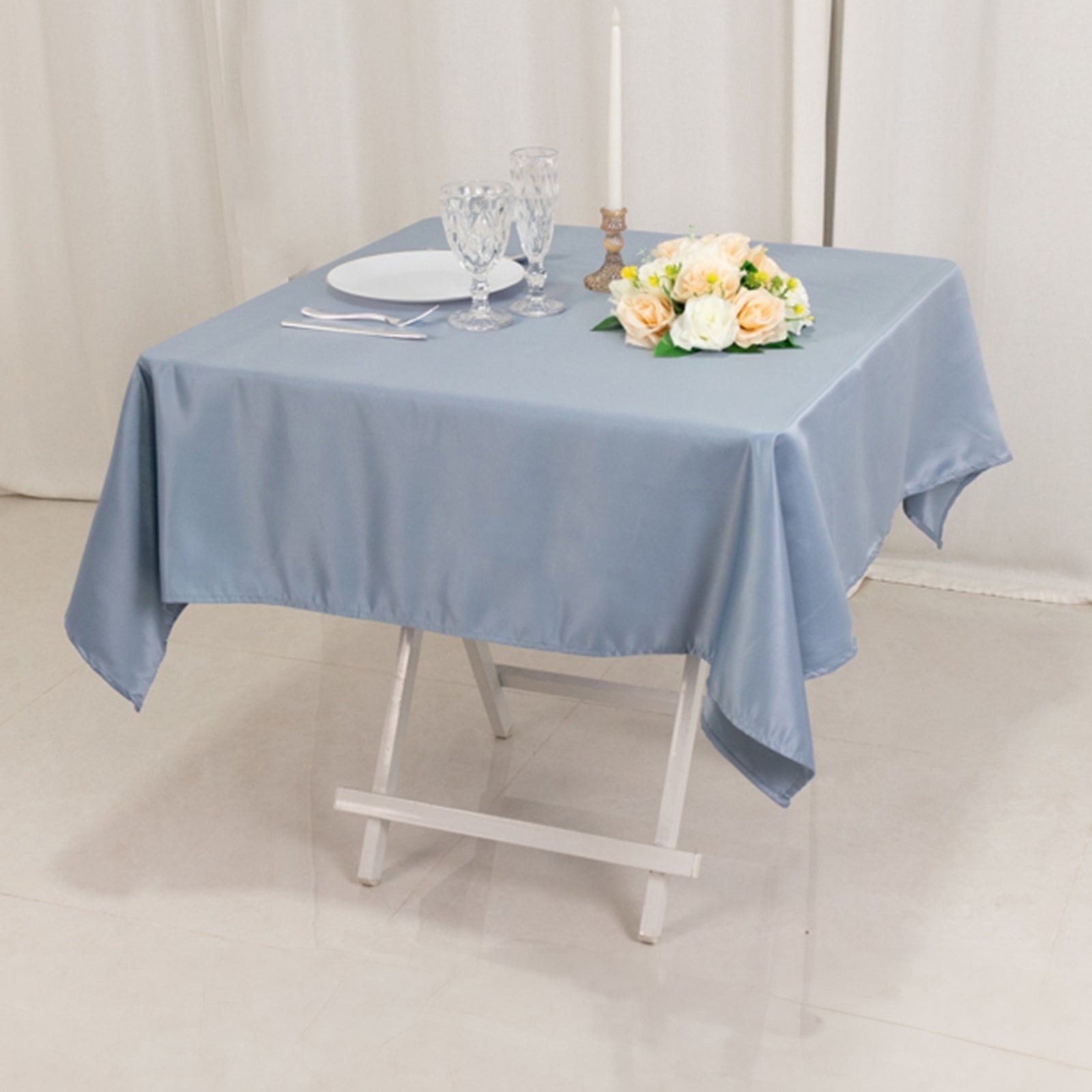 54"x54" Square Lamour Satin Tablecloths for a Wedding Party Decorations Supplies - Picture 38 of 135