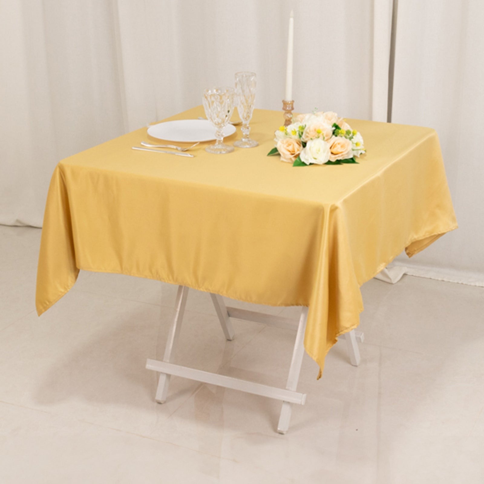 54"x54" Square Lamour Satin Tablecloths for a Wedding Party Decorations Supplies - Picture 31 of 135
