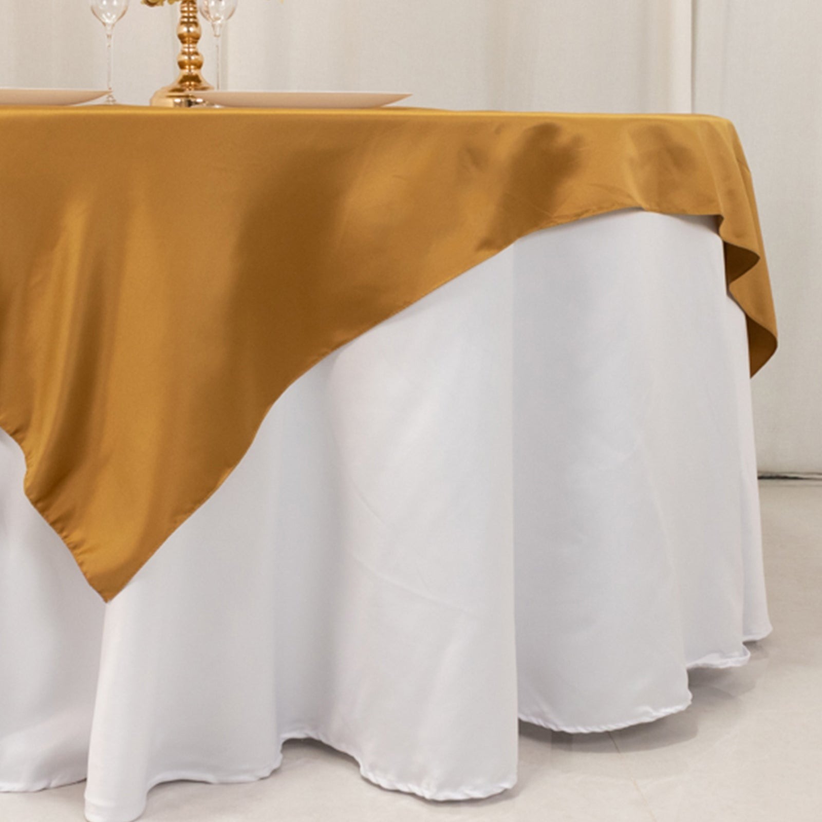72" Square SATIN Table Overlay Smooth Finish Wedding Table Linens Decorations - Picture 72 of 171