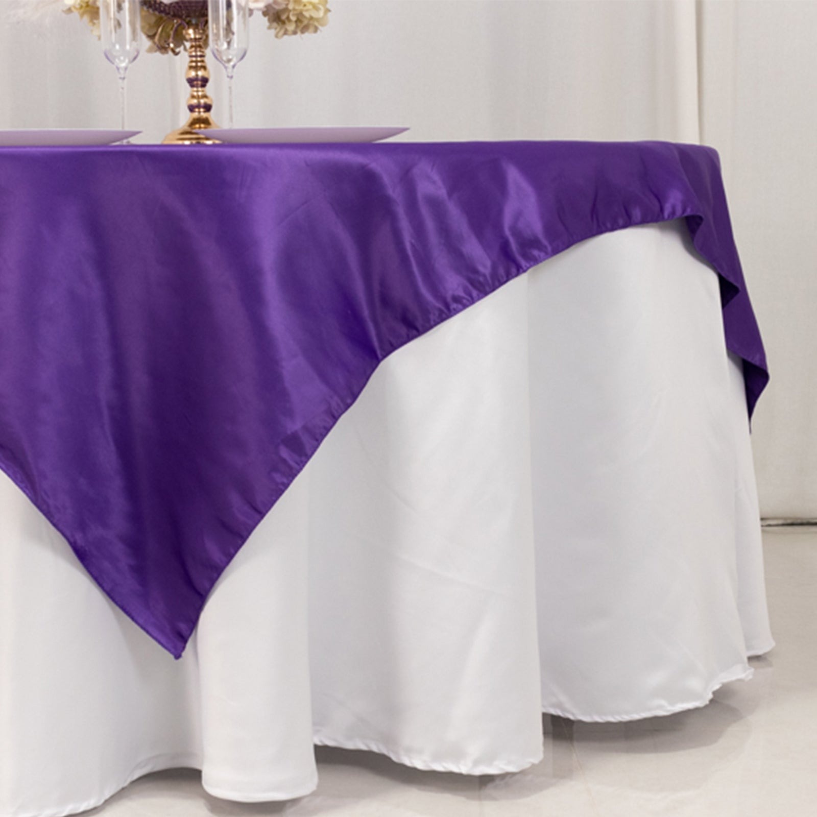 72" Square SATIN Table Overlay Smooth Finish Wedding Table Linens Decorations - Picture 128 of 171