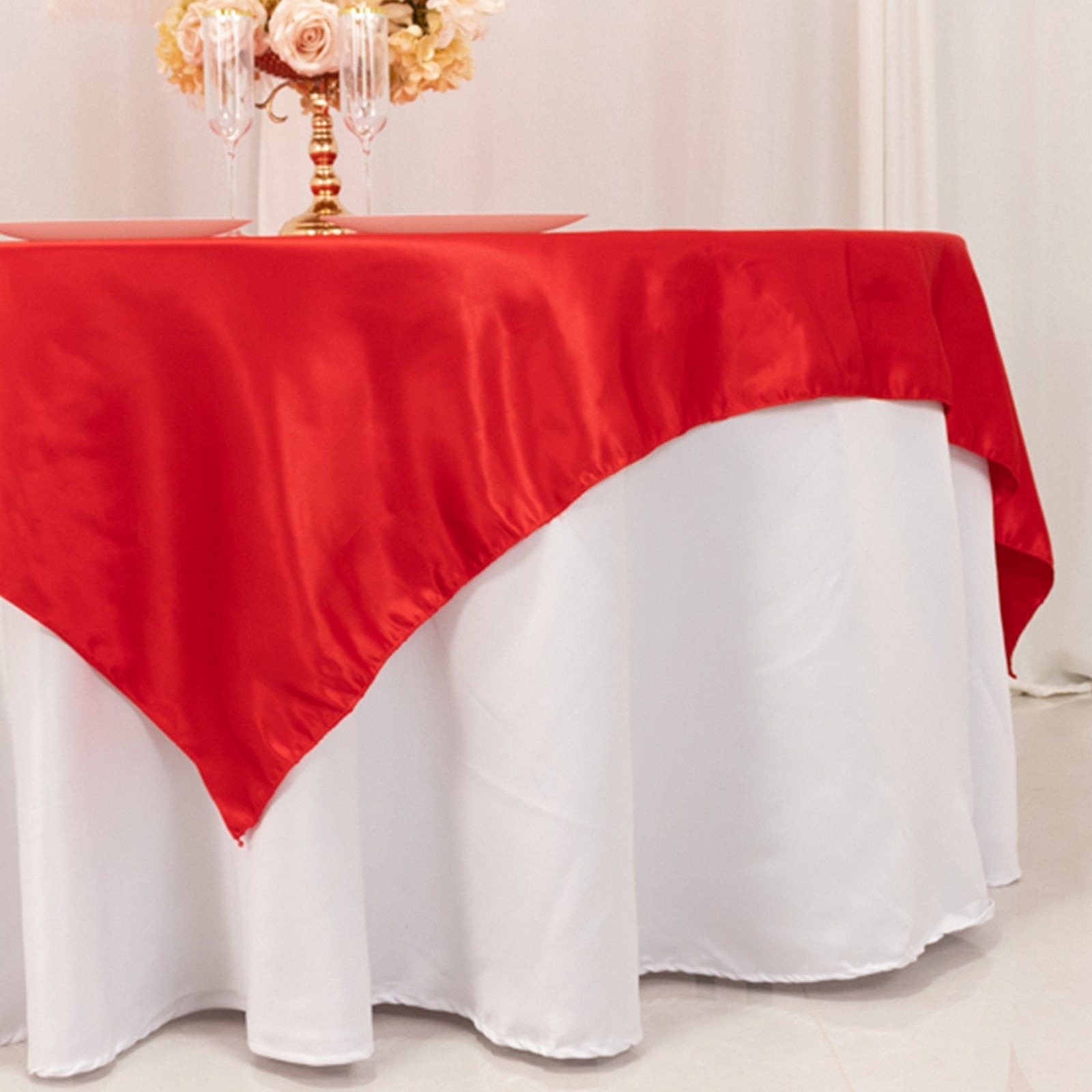 72" Square SATIN Table Overlay Smooth Finish Wedding Table Linens Decorations - Picture 136 of 171