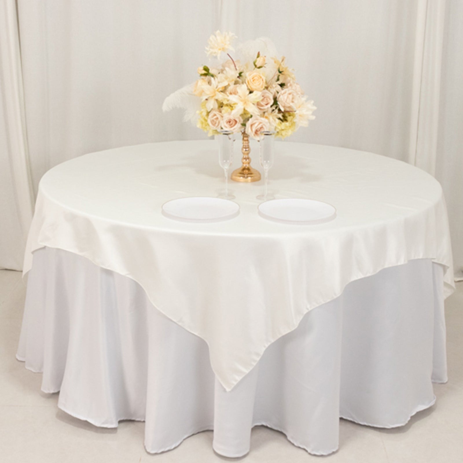 72" Square SATIN Table Overlay Smooth Finish Wedding Table Linens Decorations - Picture 85 of 171