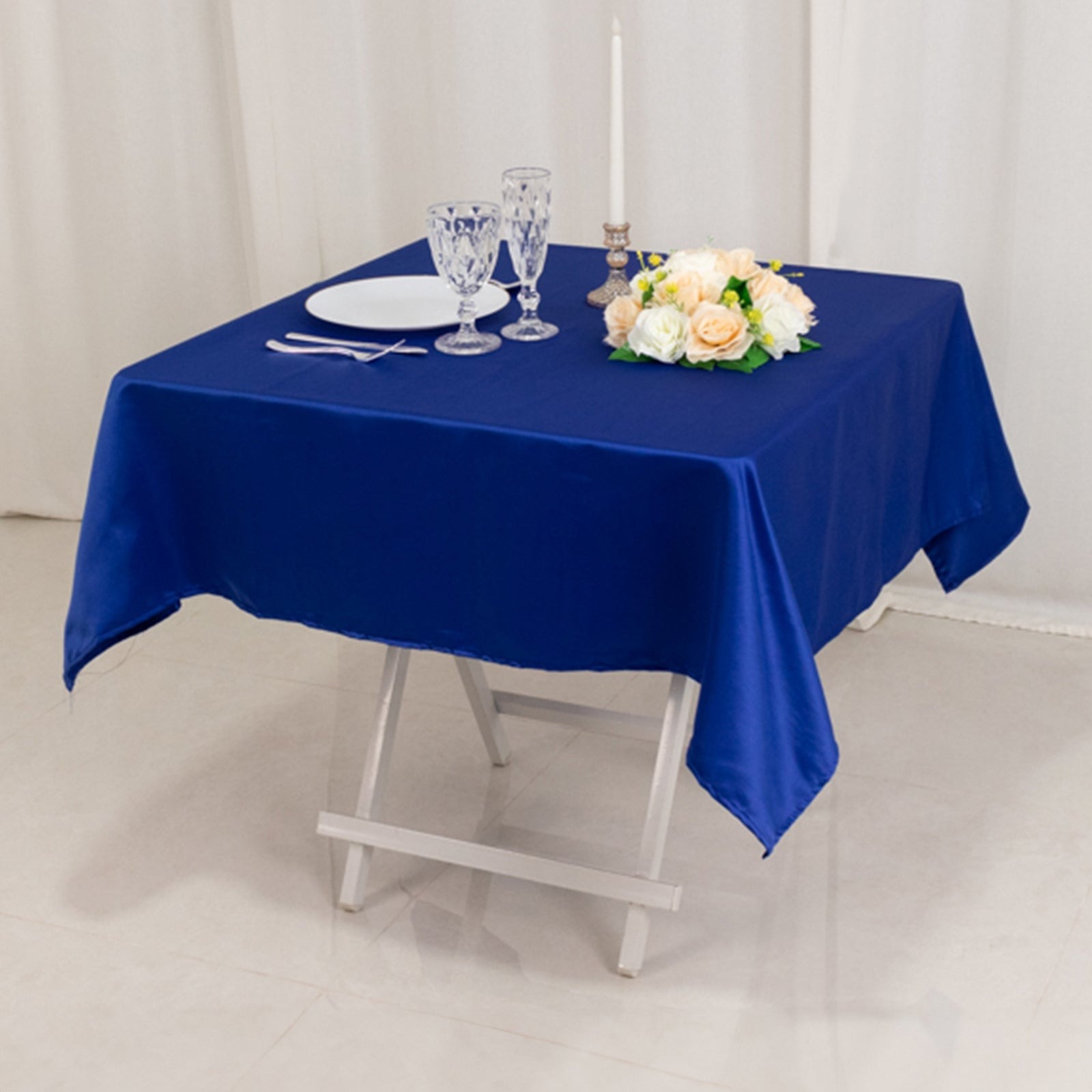 54"x54" Square Lamour Satin Tablecloths for a Wedding Party Decorations Supplies - Picture 114 of 135