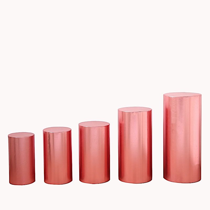 5 Cylinder Pedestal Metallic Fitted Spandex Display STAND COVERS Set Party Event - Picture 11 of 25