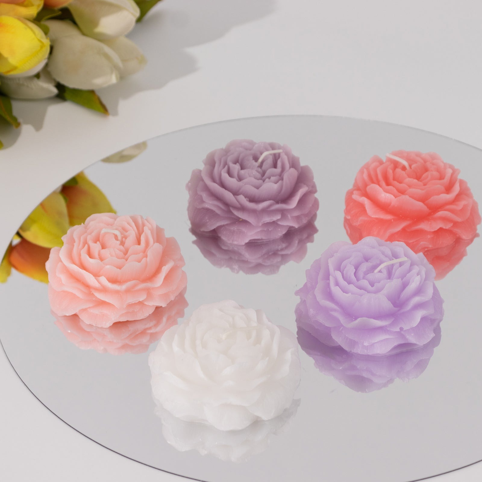 5 Peony Flower Scented Candles Party Decorations Bridal Shower Birthday - Picture 3 of 17