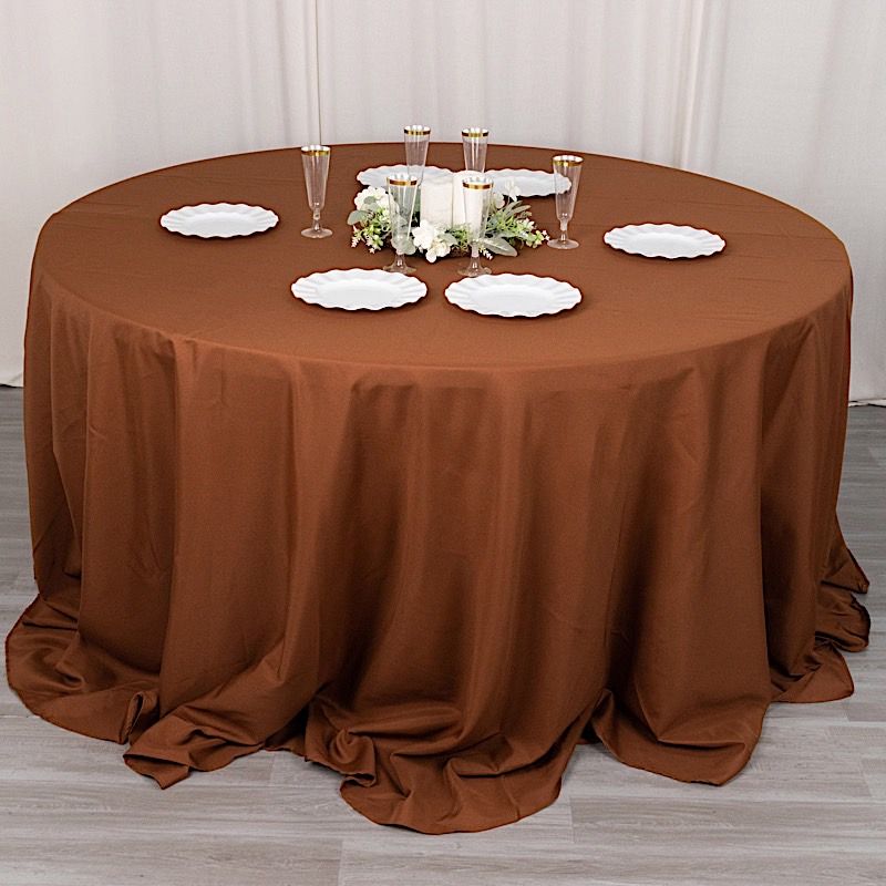 132-Inch Polyester Round Tablecloth Decoration Supplies Dinner Wedding Linens - Picture 56 of 228