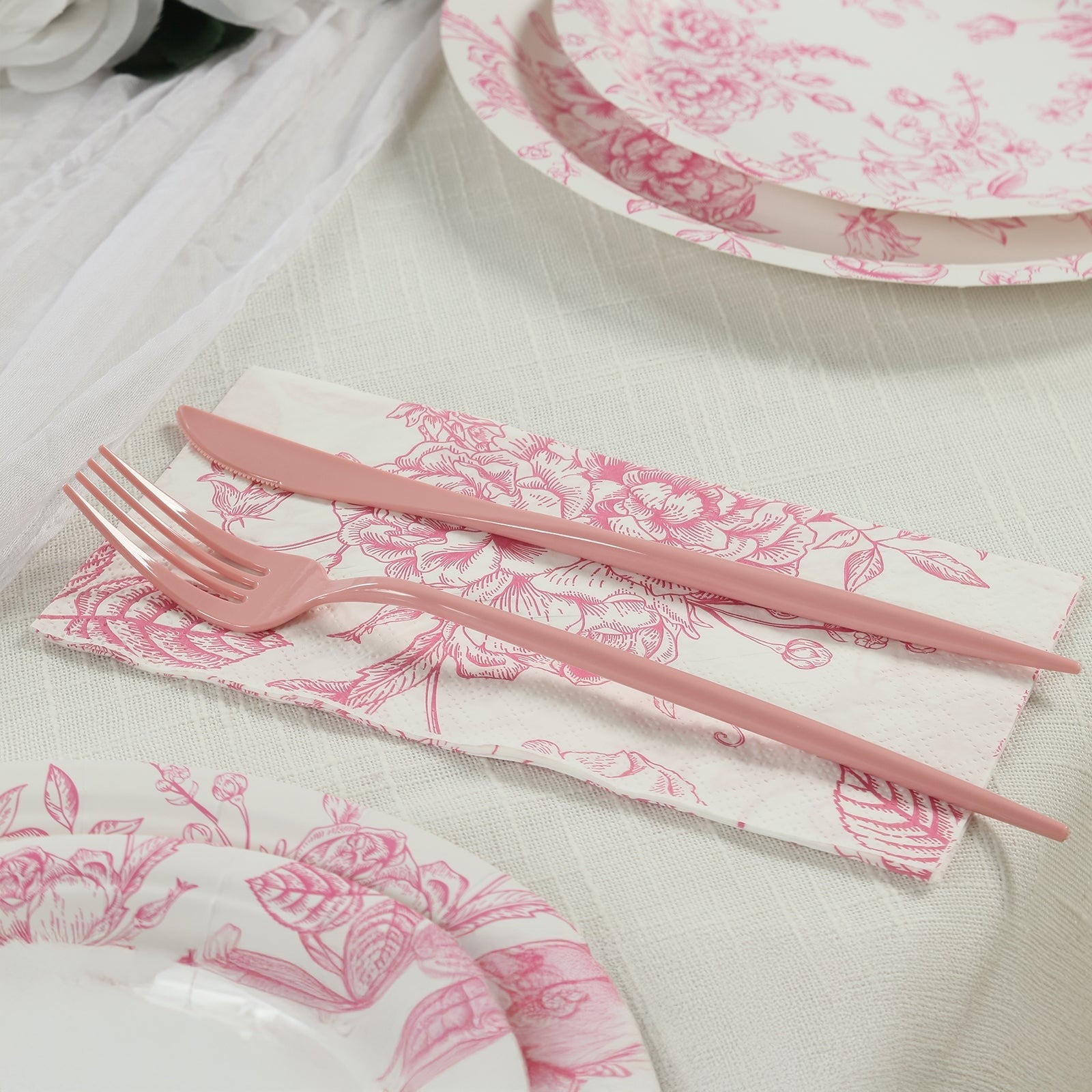 50 Paper 2-Ply Dinner Napkins in French Toile Floral Pattern Disposable Wedding - Picture 23 of 23