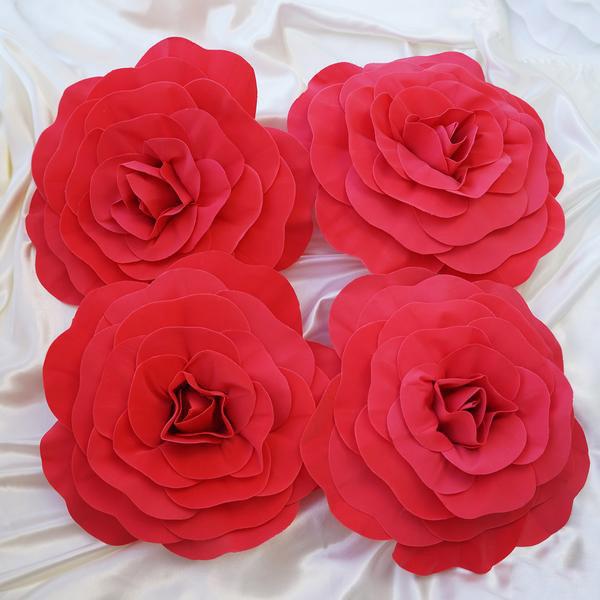 16" wide Artificial Large Roses Flowers Wall Backdrop Party Wedding Decorations - Picture 14 of 24