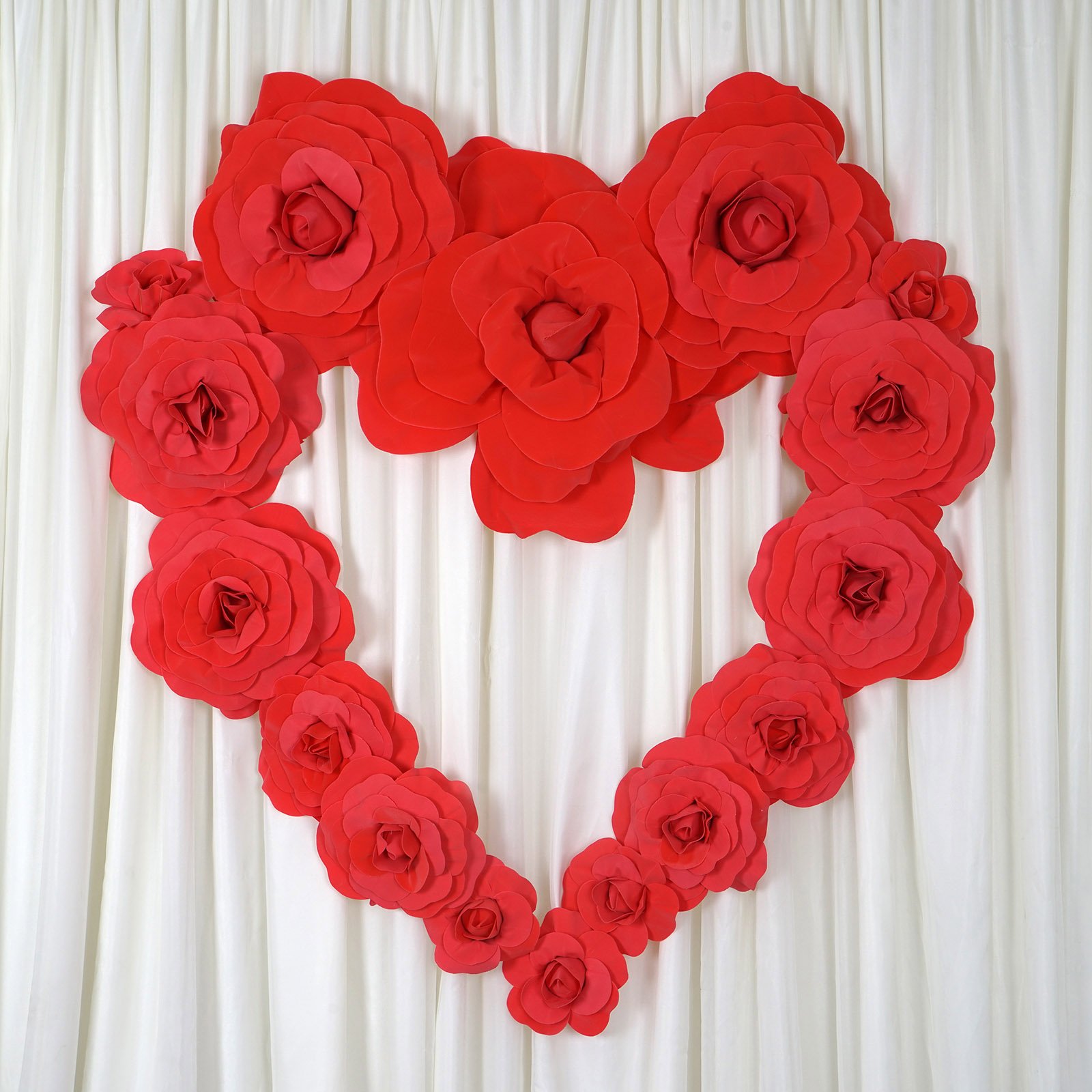 16" wide Artificial Large Roses Flowers Wall Backdrop Party Wedding Decorations - Picture 16 of 24