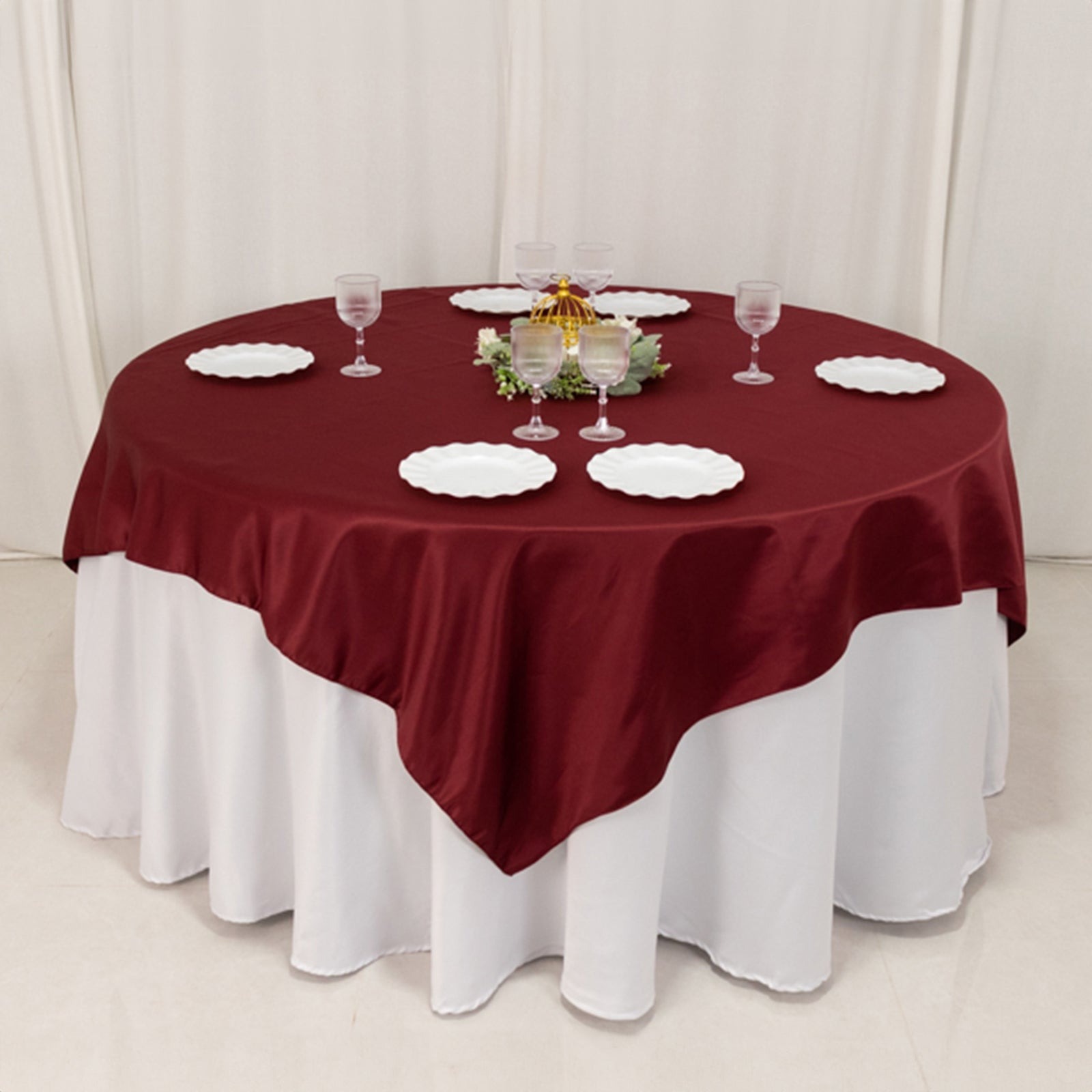 72" Square SATIN Table Overlay Smooth Finish Wedding Table Linens Decorations - Picture 30 of 171