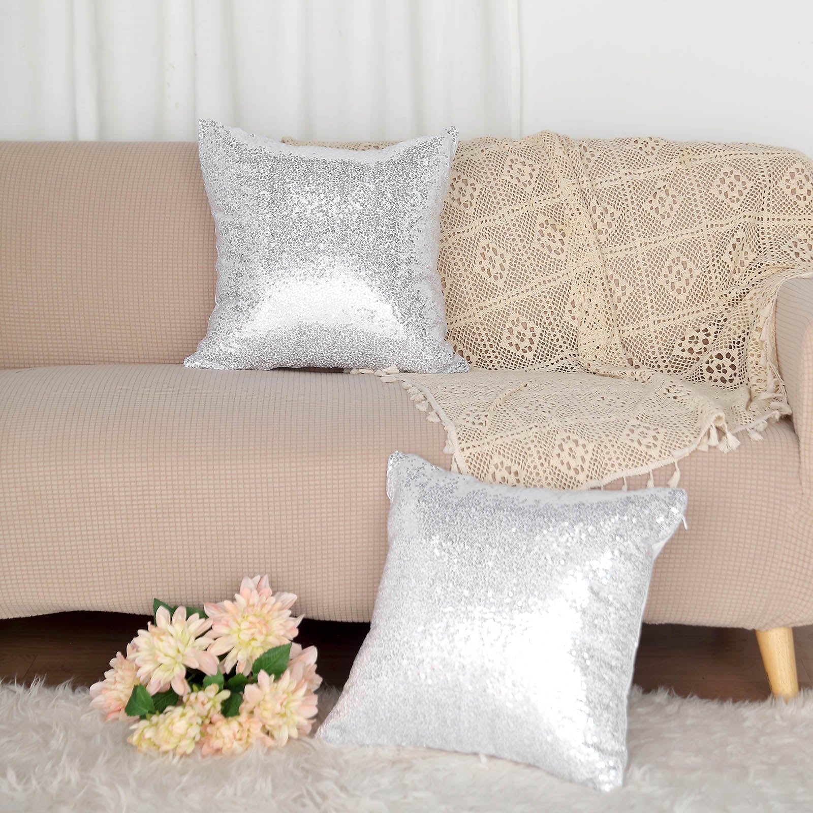 18" Decorative Throw PILLOW COVERS Square Sequin Cushion Cases Home Supplies - Bild 19 von 26