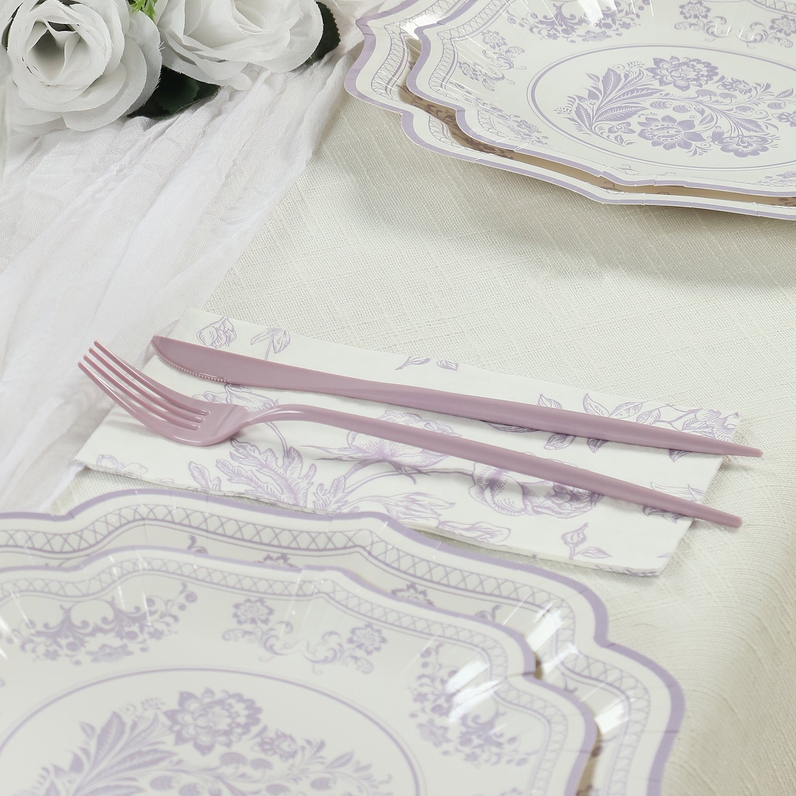 50 Paper 2-Ply Dinner Napkins in French Toile Floral Pattern Disposable Wedding - Picture 16 of 23