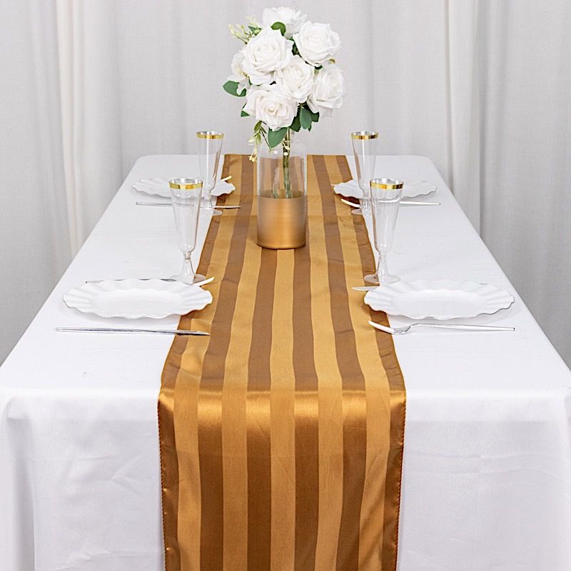 12x108 in Stripes Satin TABLE RUNNER Wedding Party Linens Events Decorations - Picture 18 of 65