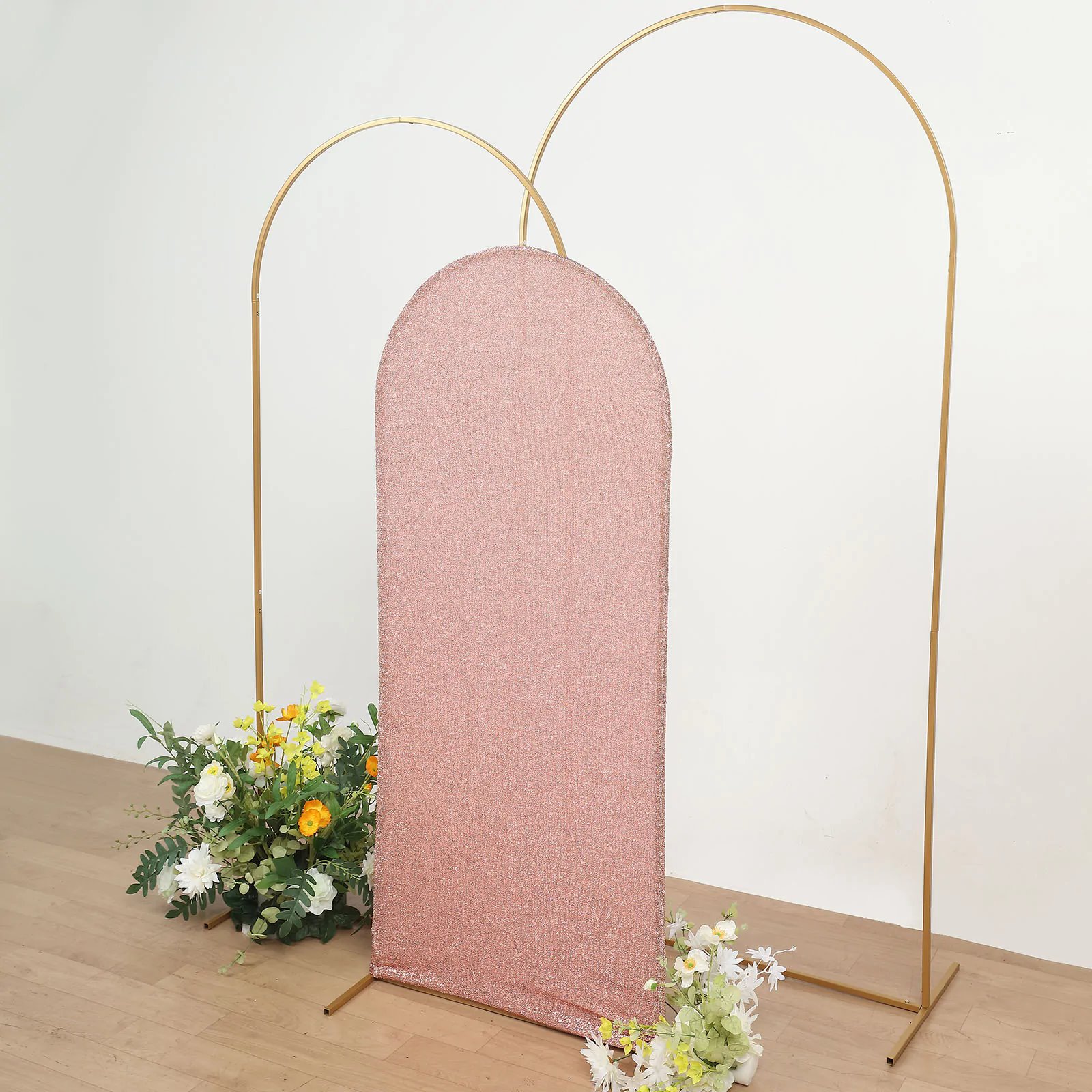 5 ft Metallic Fitted Spandex Round Top Wedding Arch Backdrop Stand Cover Party - Picture 22 of 58
