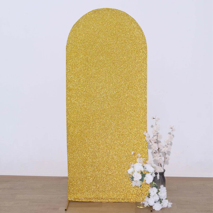 5 ft Metallic Fitted Spandex Round Top Wedding Arch Backdrop Stand Cover Party - Picture 36 of 58
