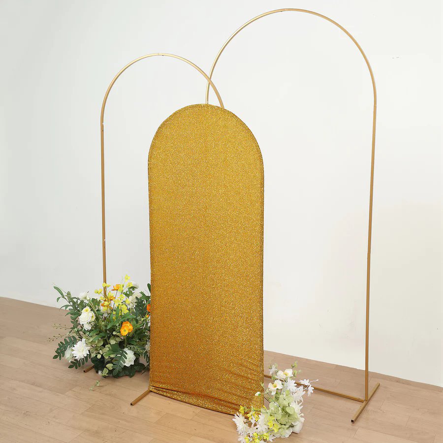 5 ft Metallic Fitted Spandex Round Top Wedding Arch Backdrop Stand Cover Party - Picture 38 of 58