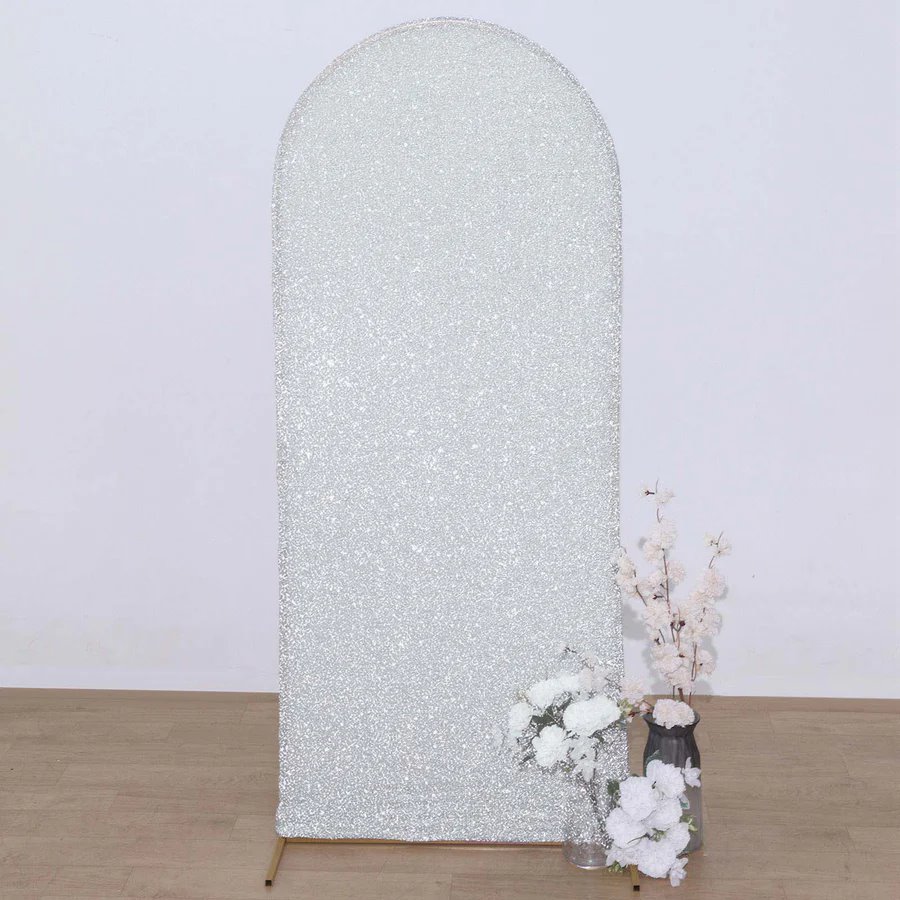 5 ft Metallic Fitted Spandex Round Top Wedding Arch Backdrop Stand Cover Party - Picture 52 of 58