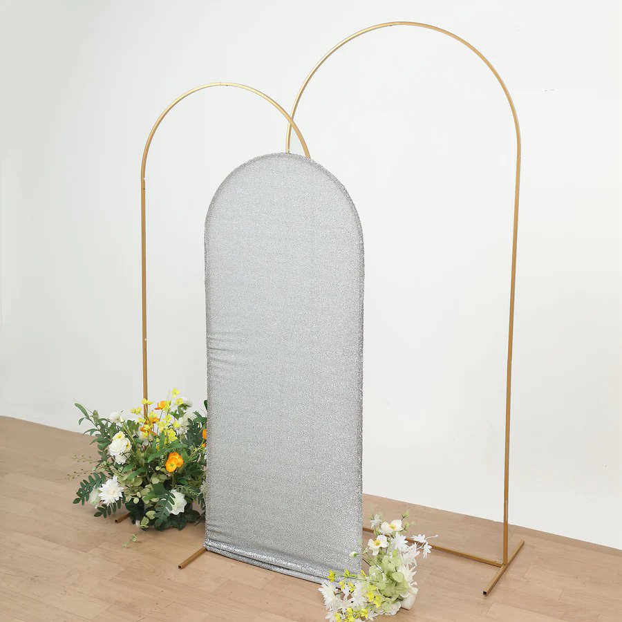 5 ft Metallic Fitted Spandex Round Top Wedding Arch Backdrop Stand Cover Party - Picture 54 of 58