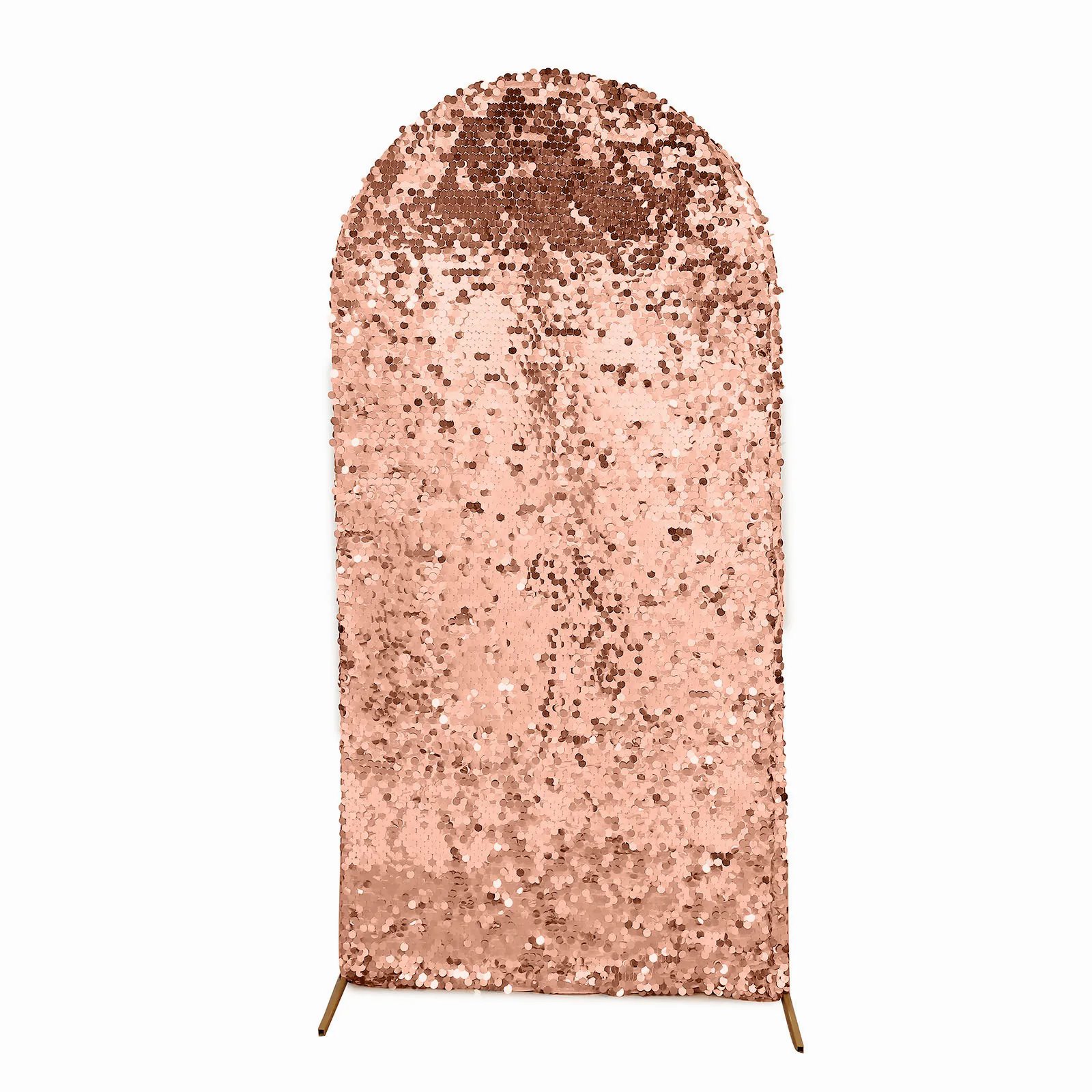 7 ft Payette Sequin Fitted Round Top Wedding Arch Backdrop Stand Cover Party