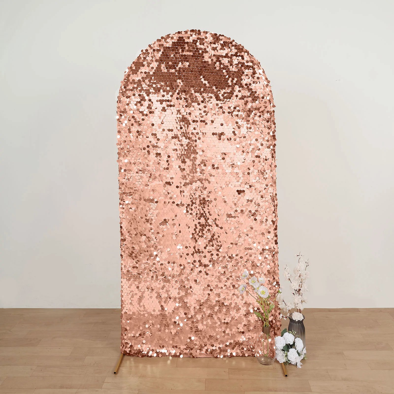 7 ft Fitted Big Payette Sequin Round Top Wedding Arch Backdrop STAND COVER Party