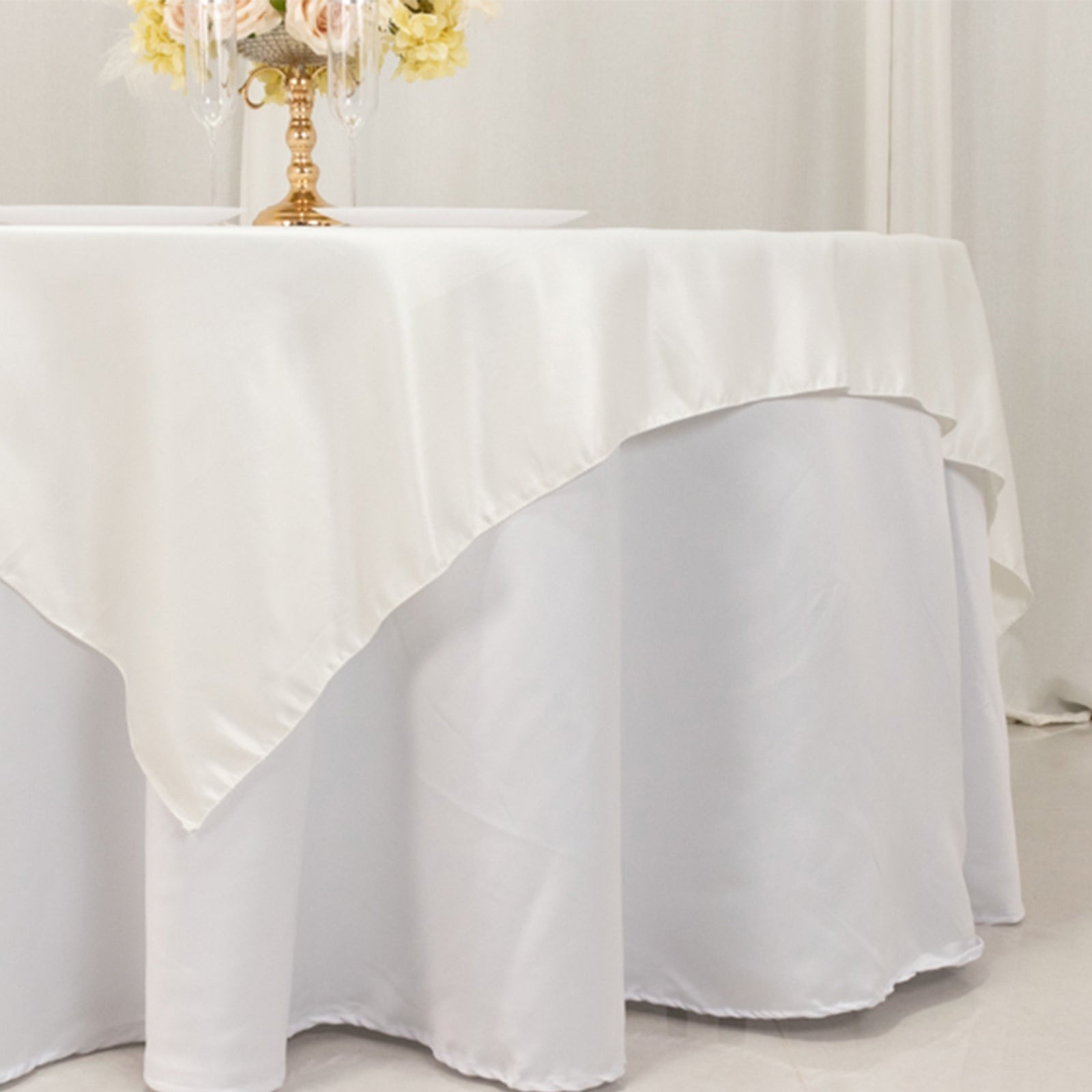 72" Square SATIN Table Overlay Smooth Finish Wedding Table Linens Decorations - Picture 88 of 171