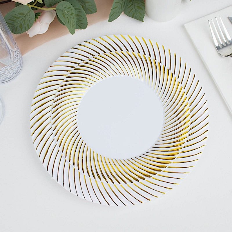 10 Round 7 in Disposable Salad Plastic PLATES Swirl Design Trim Party Events - Picture 11 of 26