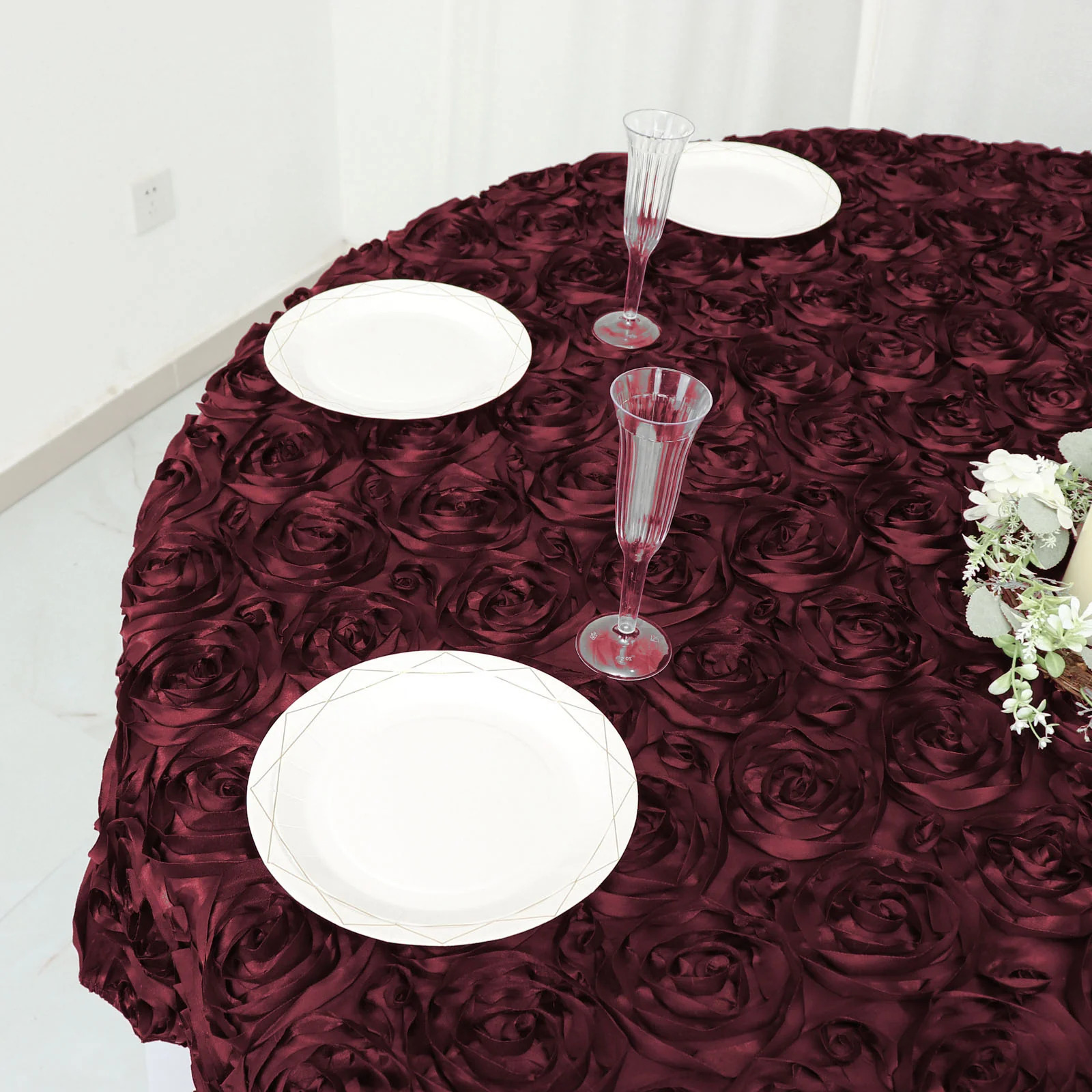 72 inches Raised Roses Square SATIN TABLE OVERLAYS Wedding Catering Event Dinner - Picture 32 of 105