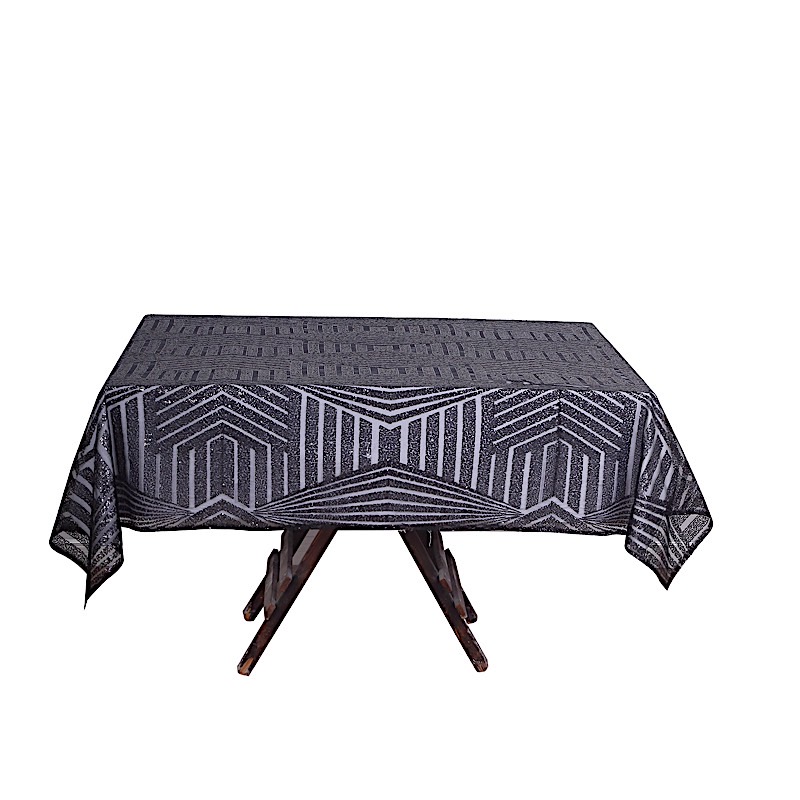 72x72 in Sequined Geometric Design Tulle Square TABLE OVERLAY Party Decorations - Picture 13 of 49