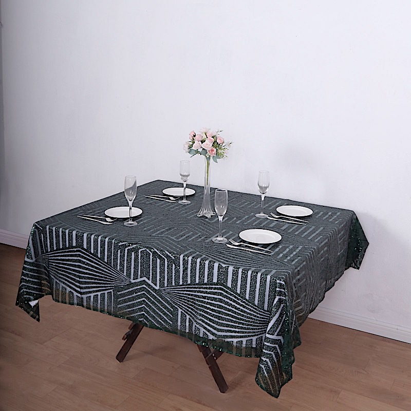 72x72 in Sequined Geometric Design Tulle Square TABLE OVERLAY Party Decorations - Picture 39 of 49