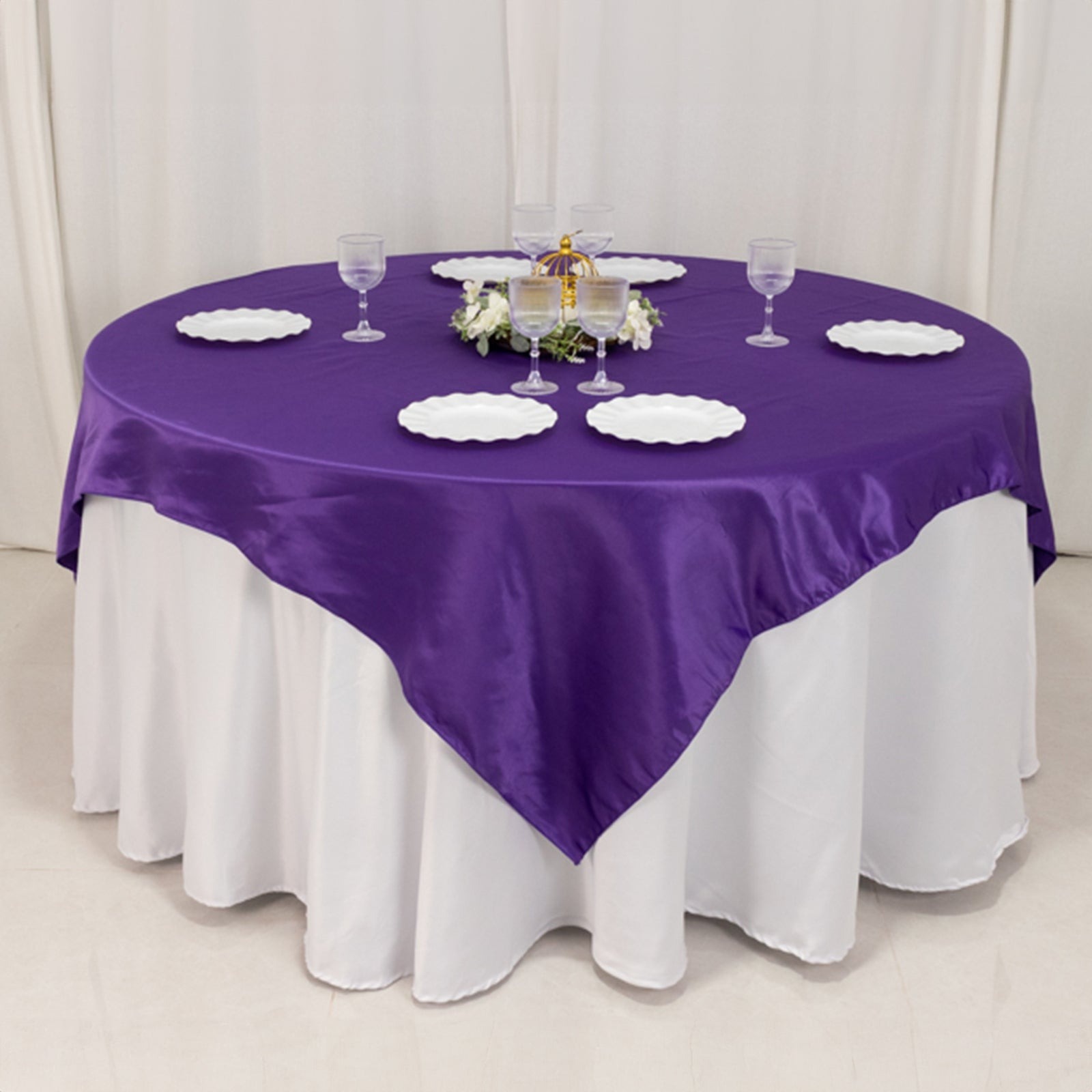 72" Square SATIN Table Overlay Smooth Finish Wedding Table Linens Decorations - Picture 126 of 171